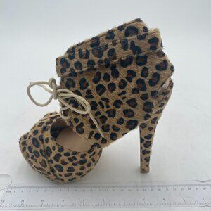 Leopard Platform Peep Toe Slingback Sandals High Heel Sexy Wrap Shoes